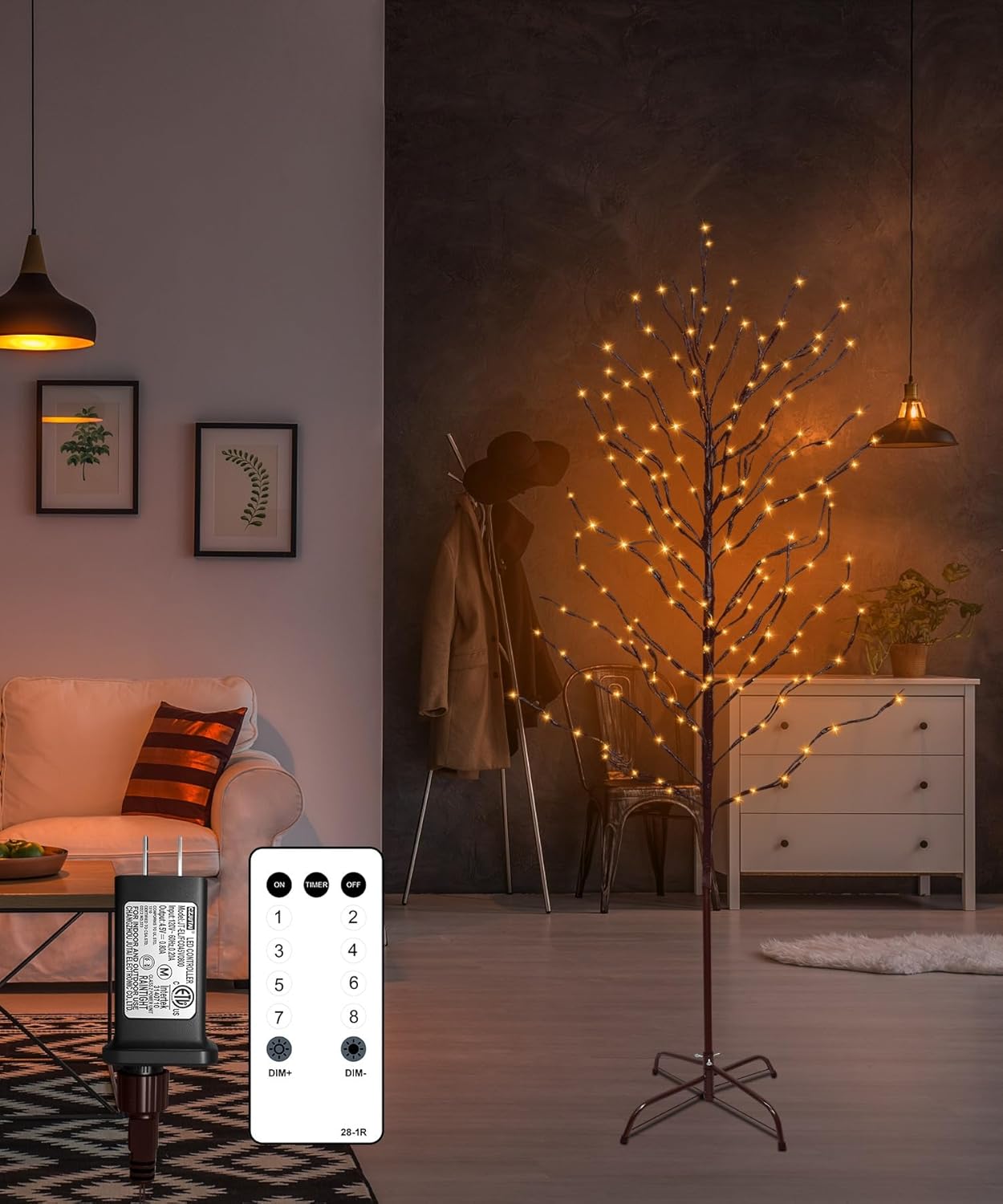 6Ft 264 Lights LED Star Light Tree, Light Up Twig Tree for Home Festival, Lighted Birch Trees with 8 Twinkle Modes, Timer for Party Christmas, Halloween, Indoor and Outdoor Decor