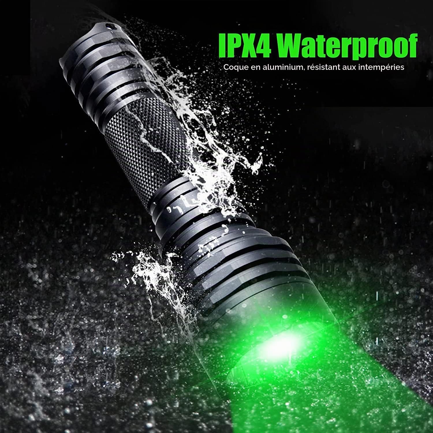 VASTFIRE Puissante Lampe de Chasse verte 1200 Lumens 500 Yards, Lampe de Poche Prédateur Adaptée aux Porcs, Lapins, Coyotes et Chasseurs de Porcs
