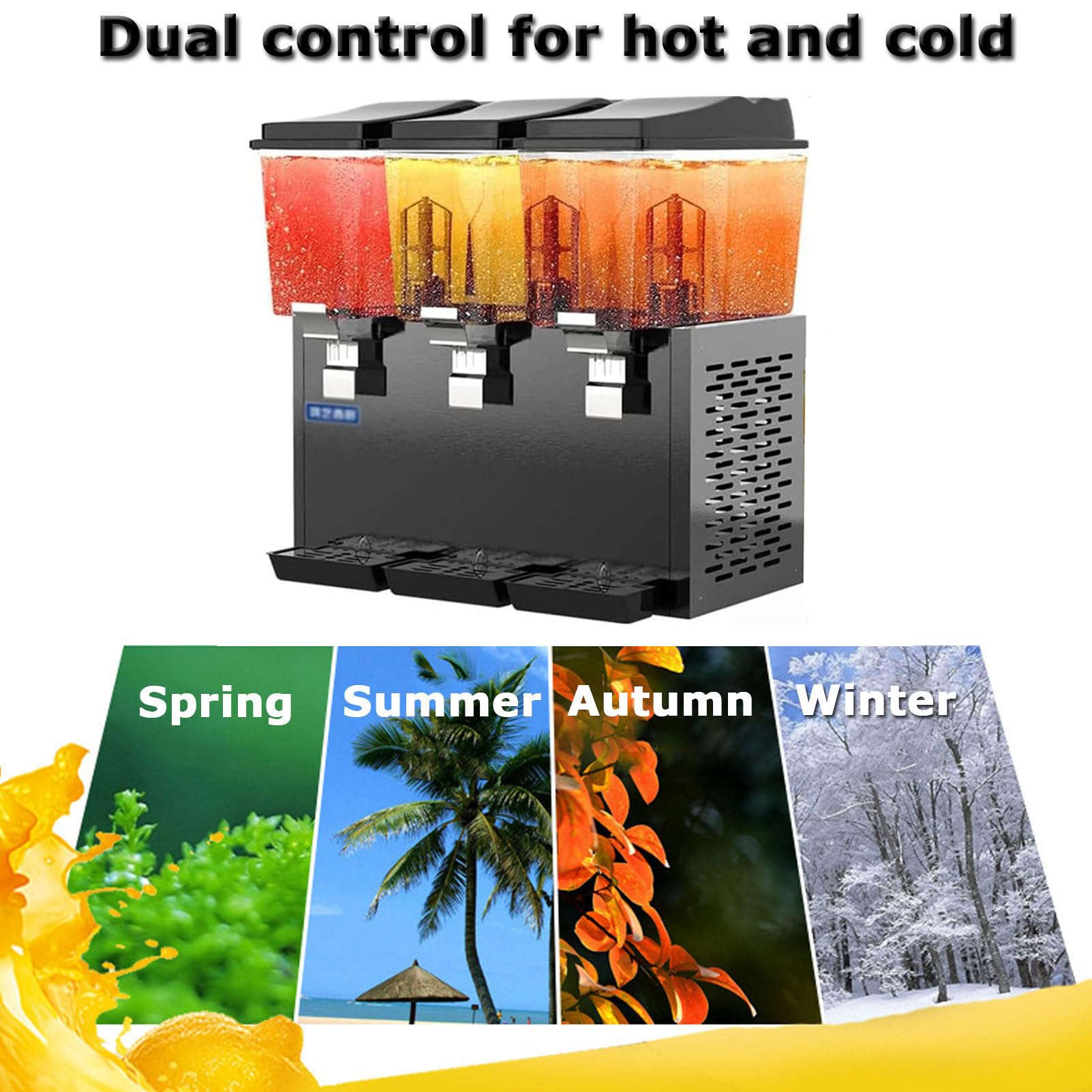 Distributore commerciale per bevande, 48 l, in acciaio inox, per bevande calde e fredde, per colazione, buffet, bar e hotel, soluzione versatile per servire bevande