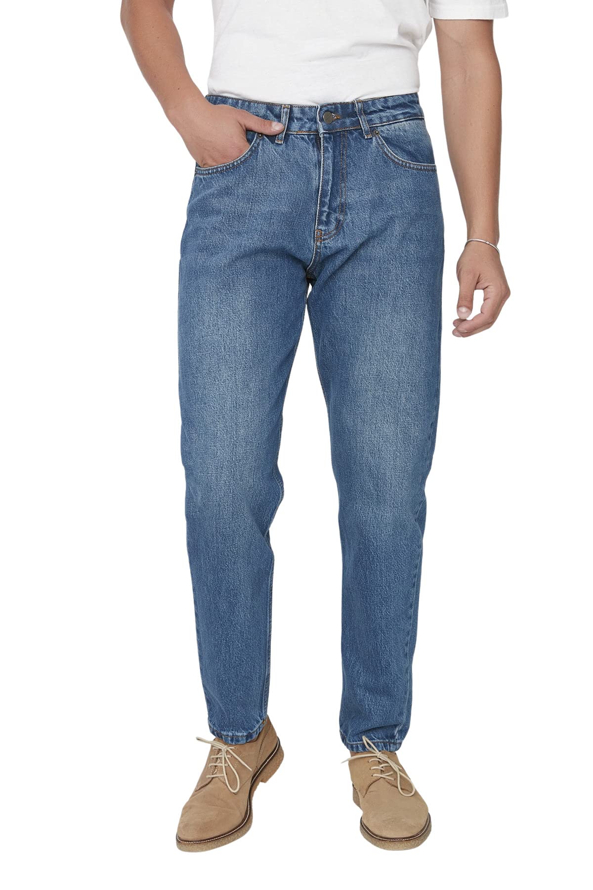 Trendyol Herren Blau Men's Mittlerer Bund Essential Fit Jeans, Blue, 36