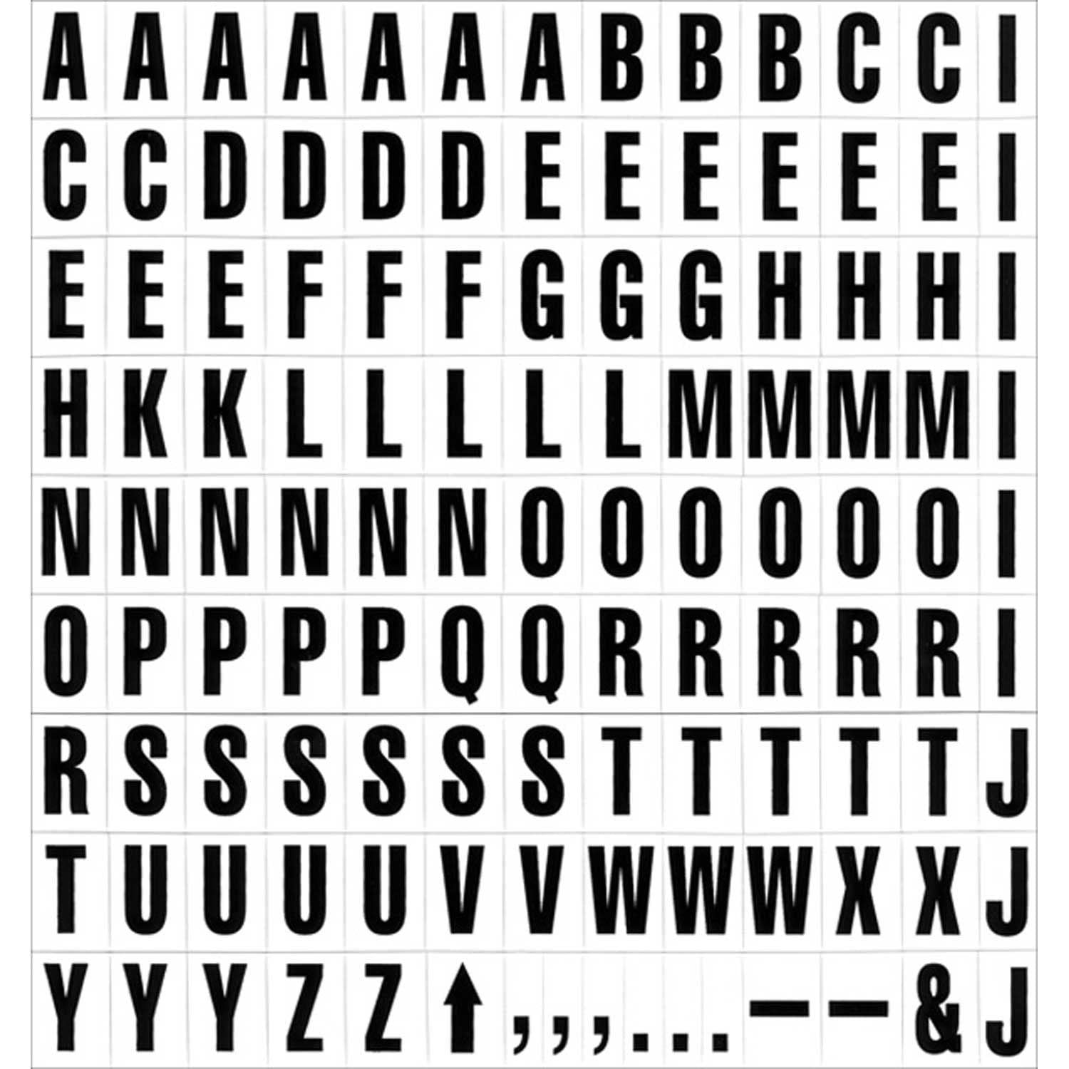 Magnetic Board Characters, 3/4 High Black-on-White Letters, 120/set