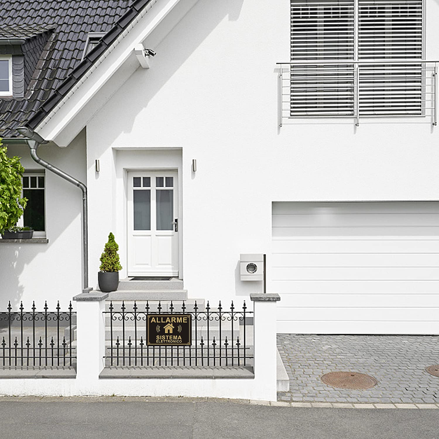 Andchi 2 Pezzi Cartello di Sicurezza da Cantiere, Cartello di Sorveglianza in Alluminio, Impermeabile e Antiruggine 25 x 35 cm