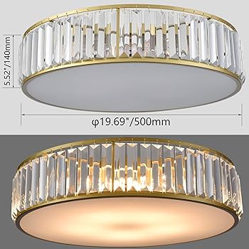 TEENYO Modern Flush Mount Ceiling Light Crystal Gold Ceiling
