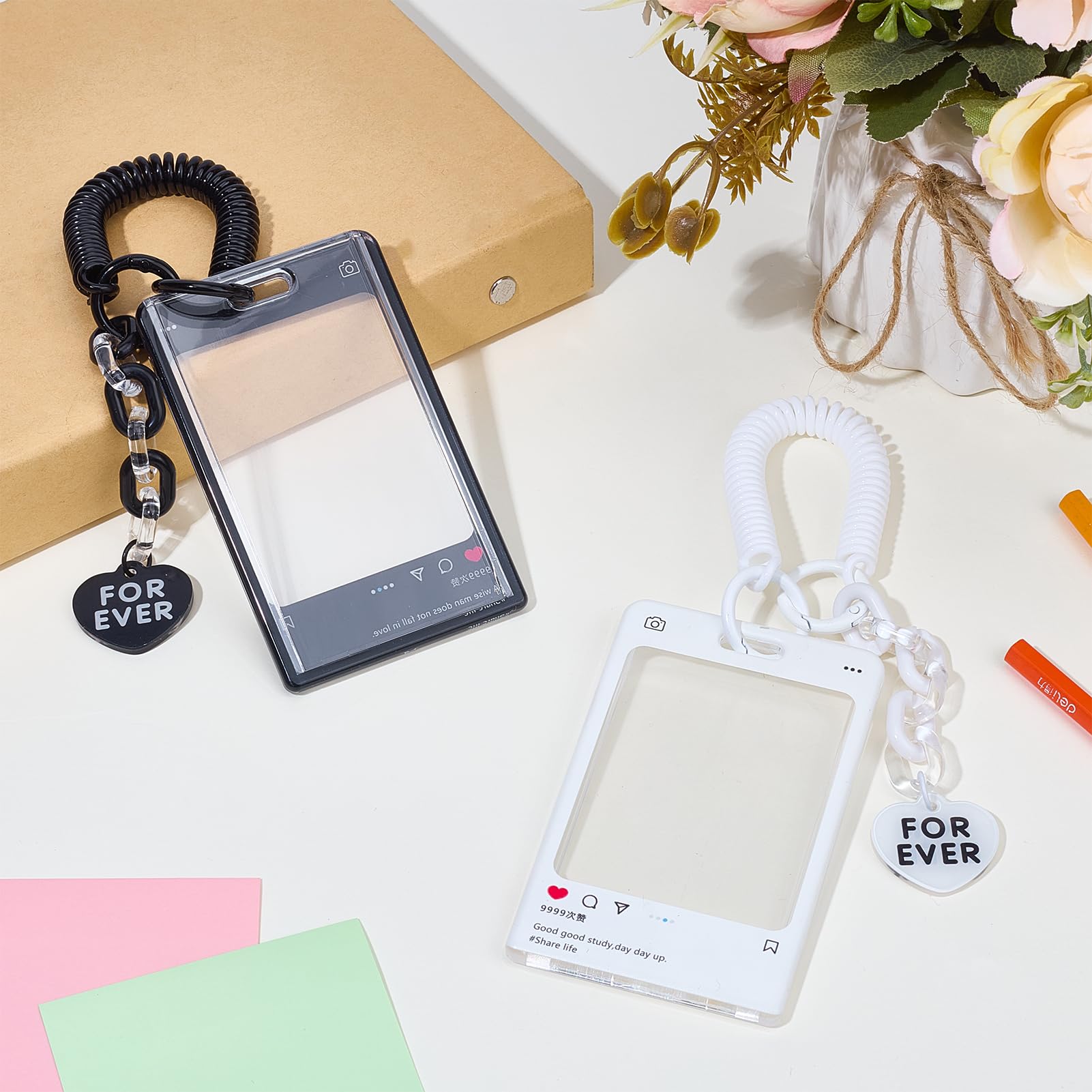 NICENEEDED 2PCS Photocard Holder Keychain ID Badge Holders Photocard Sleeves with Lanyards Display Holder for Bus Card Credit - Image 4
