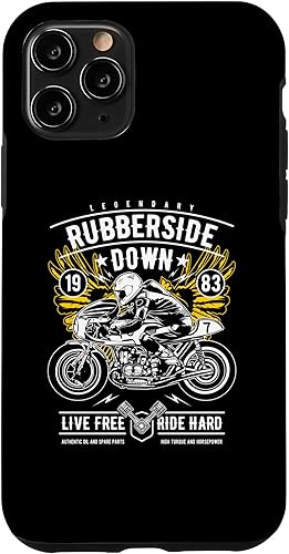 Vista 31 de iPhone 11 Retro Cafe Racer Rubberside Down Motorcycle Race Design Case