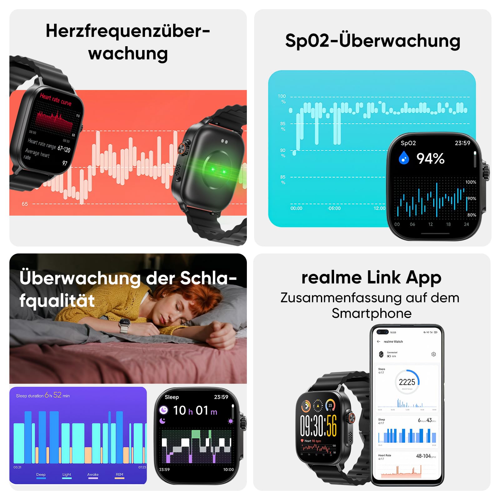 realme Watch 5 Smartwatch, 1,97 Zoll AMOLED Touchscreen, Independent GPS, NFC-Zugang, Bluetooth Anrufe, 108 Sportmodi, Blutsauerstoff/Schlafüberwachung, IP68 Wasserdicht, 16 Tage Akkulaufzeit, Schwarz