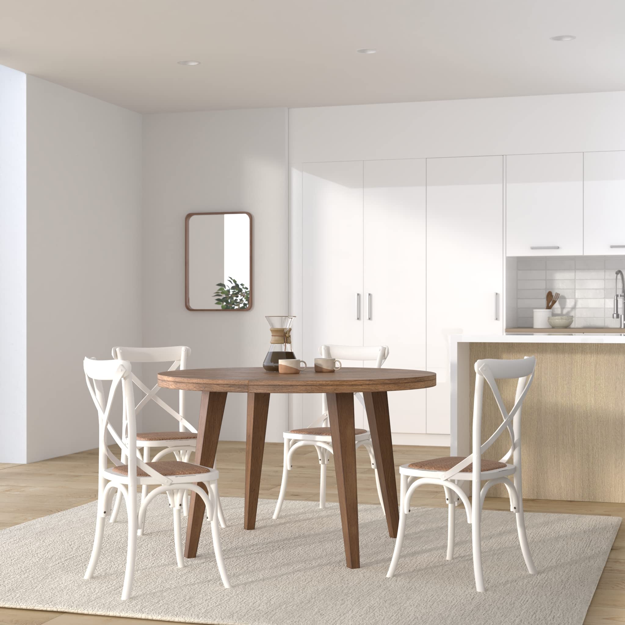 Biscottini Sedie sala da pranzo legno massello 86x42x46 cm - Sedia cucina e soggiorno in rattan - Sedie in legno da esterno e interno - Sedia legno bianca Cross
