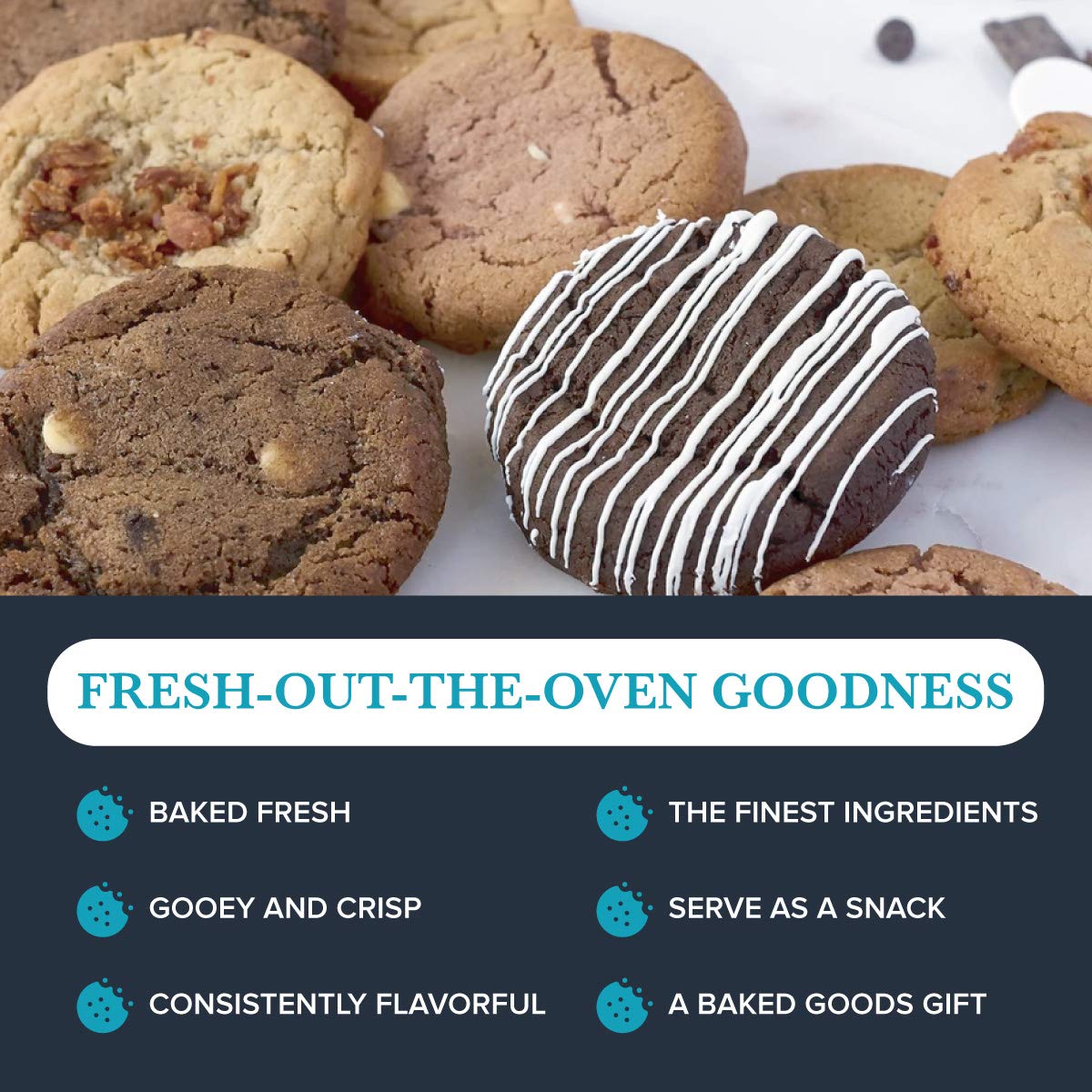 The Cravory: Freshly Baked Cookies - Adventurous Mix Variety Pack - 6 cookies, 2.0 oz. each - Assorted Flavors - Baked Fresh - Gourmet Dessert, Snack or Baked Goods - Individually Wrapped