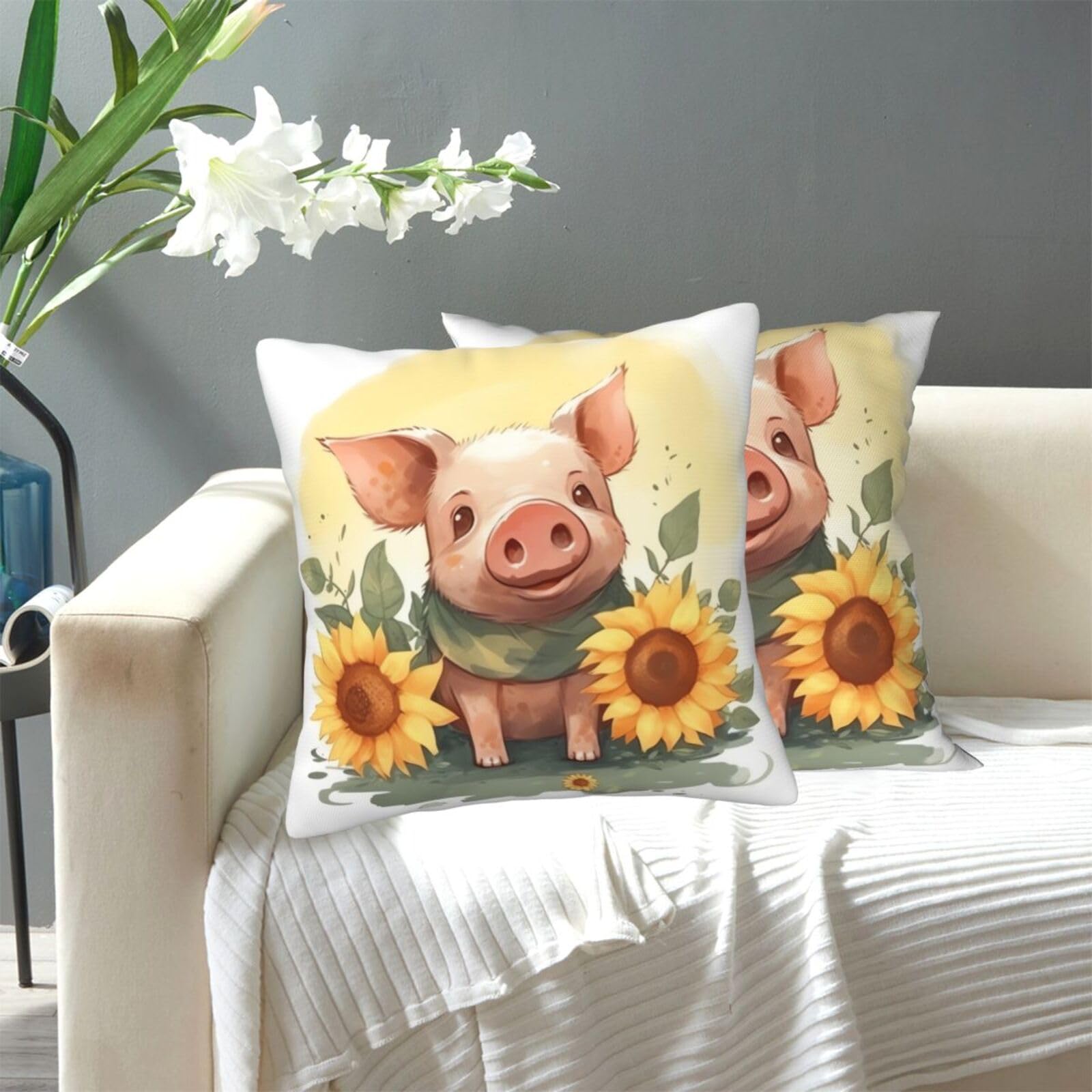 FekiLoot Decorative Throw Pillow Covers Modern Farmhouse Pillowcase Double Sided Cozy Cushion Cover for Sofa Couch Bed 20"X20" Smiling