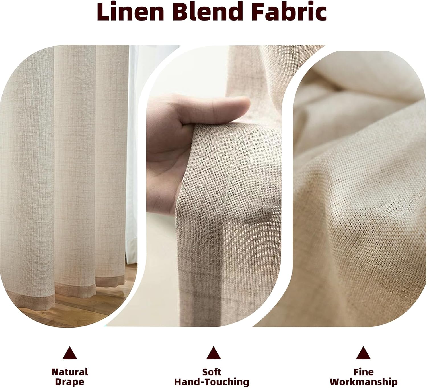 Natural Linen Custom Curtain, Customizable in 38 Colors & Any Size | Header Styles | Blackout Lining | Memory Pleated, for Living Room Dining Room Patio, 1 Panel（38 Colors, 1" W x 1" L ）