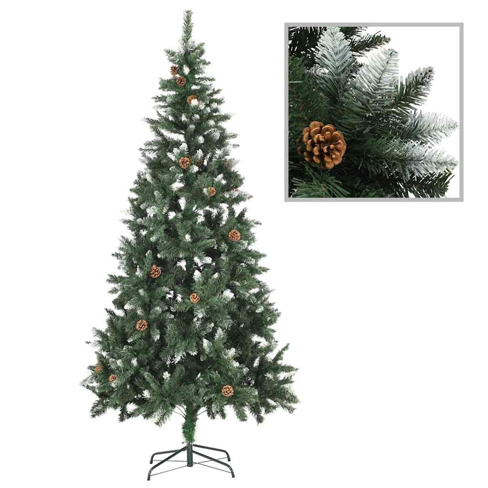 Tidyard Albero di Natale Preilluminato 210 cm con Palline e Glitter, Realistico, Leggero, Resistente per Decorazioni Natalizie