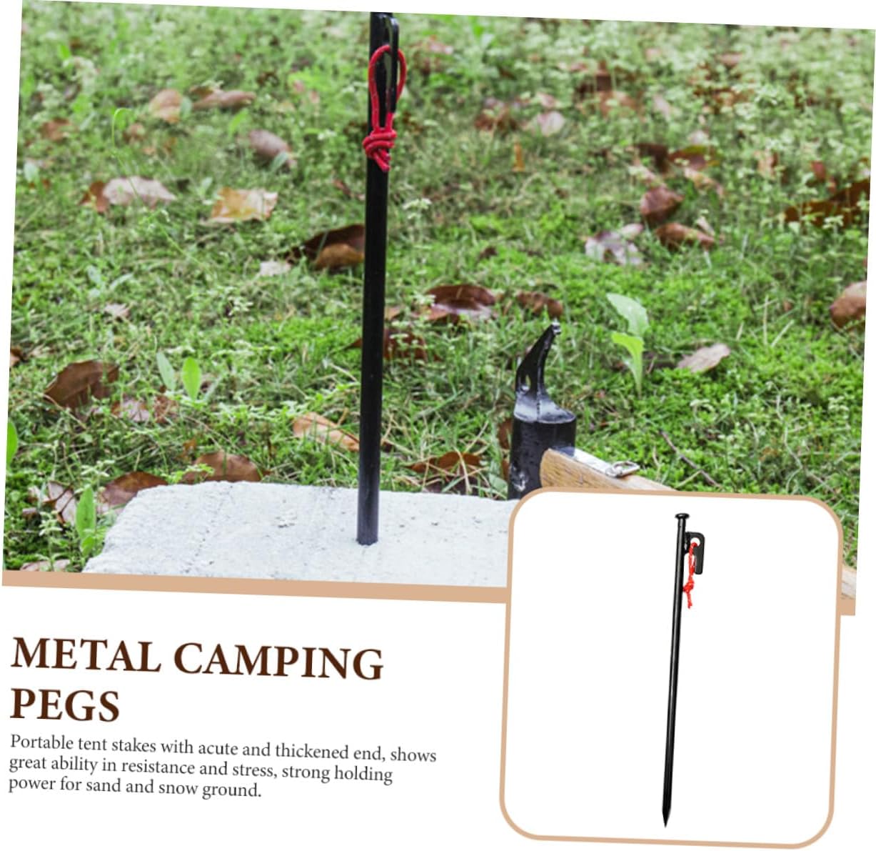 Toyvian Heavy Duty Tent Stakes Set 10pcs 30cm Black Metal Tent Pegs with Storage Bag Windproof Ground Anchors for Camping