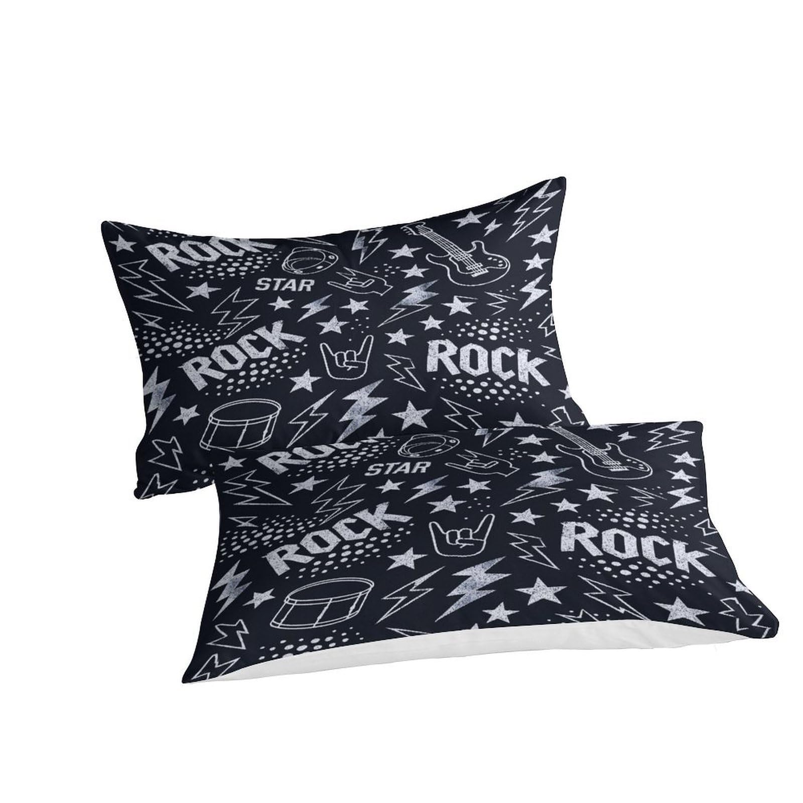 Rock musicSet Di Copripiumino ultra microfibra 3 pezzi motivo 3D con cerniera Vintage rock poster copripiumino con federe soffice ultra morbido for ragazze Super king（260x220cm）