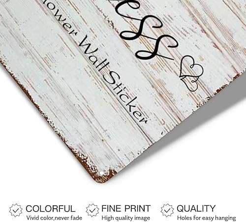 Miniatura 6 de Letrero de metal con cita de vida, cartel de metal decorativo con texto en inglés "Happiness Is A Long", calcomanía de pared de grano de madera,