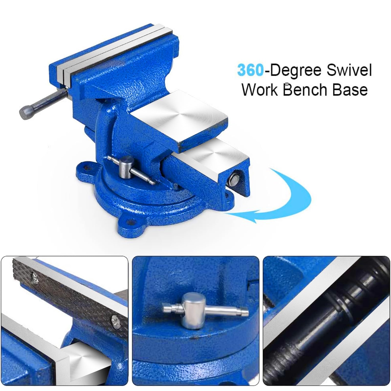 Morsa da banco resistente da 12,7 cm con base di bloccaggio a incudine girevole