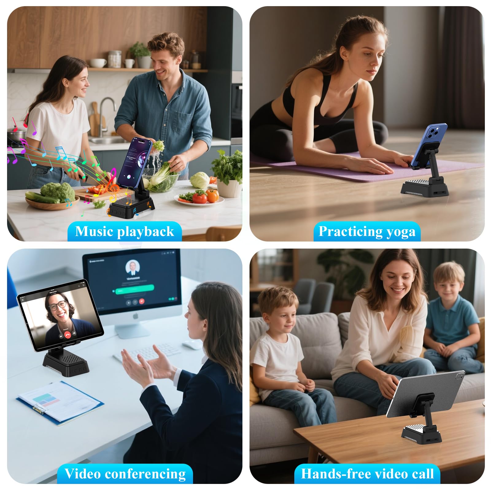 Altavoz Bluetooth con Soporte Movil Mesa y Luz Nocturna,Altavoz Portatil Bluetooth con Soporte Móvil Mesa Ajustable para iPhone/Samsung/iPad, Regalos Originales para Hombre y Mujer