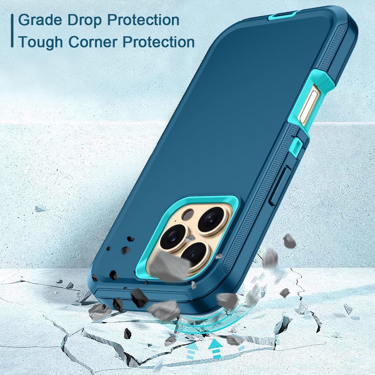 for iPhone 16 Pro Case with 2 Pack Tempered Glass Screen Protector Heavy Duty Protective Shockproof 3-Layer Full Body Protection Tough Rugged Cover for Apple iPhone 16 Pro 6.3",Turquoise - Image 4