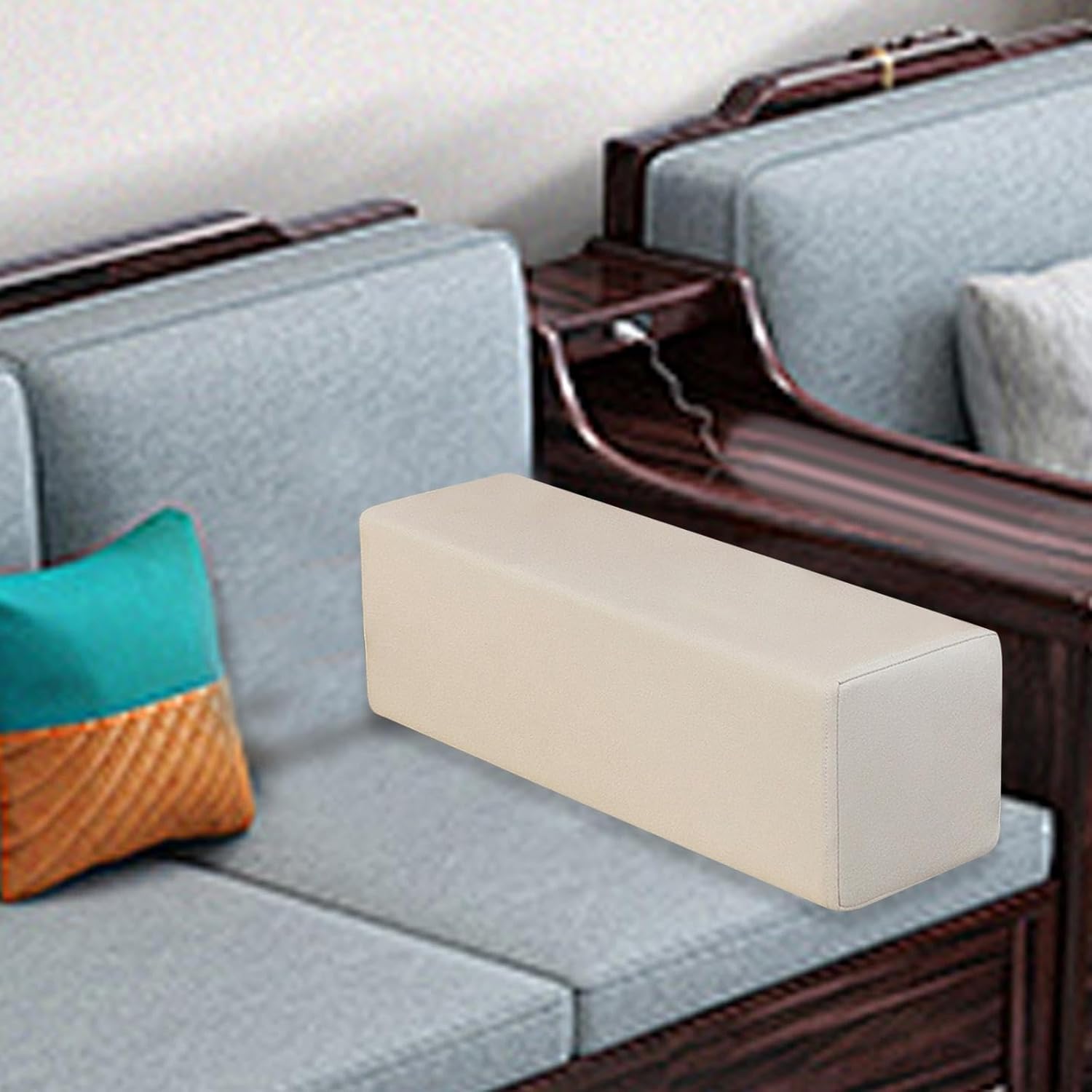 Couch Armrest Support Pillow for Elbow Comfort and Lumbar Relief, Beige
