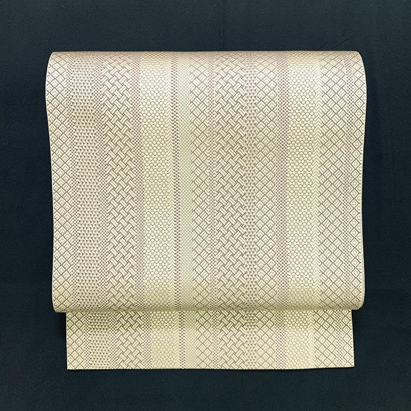 307mn15◇本場筑前博多織 無形文化財小森久 ジャバラ紋 草木染八