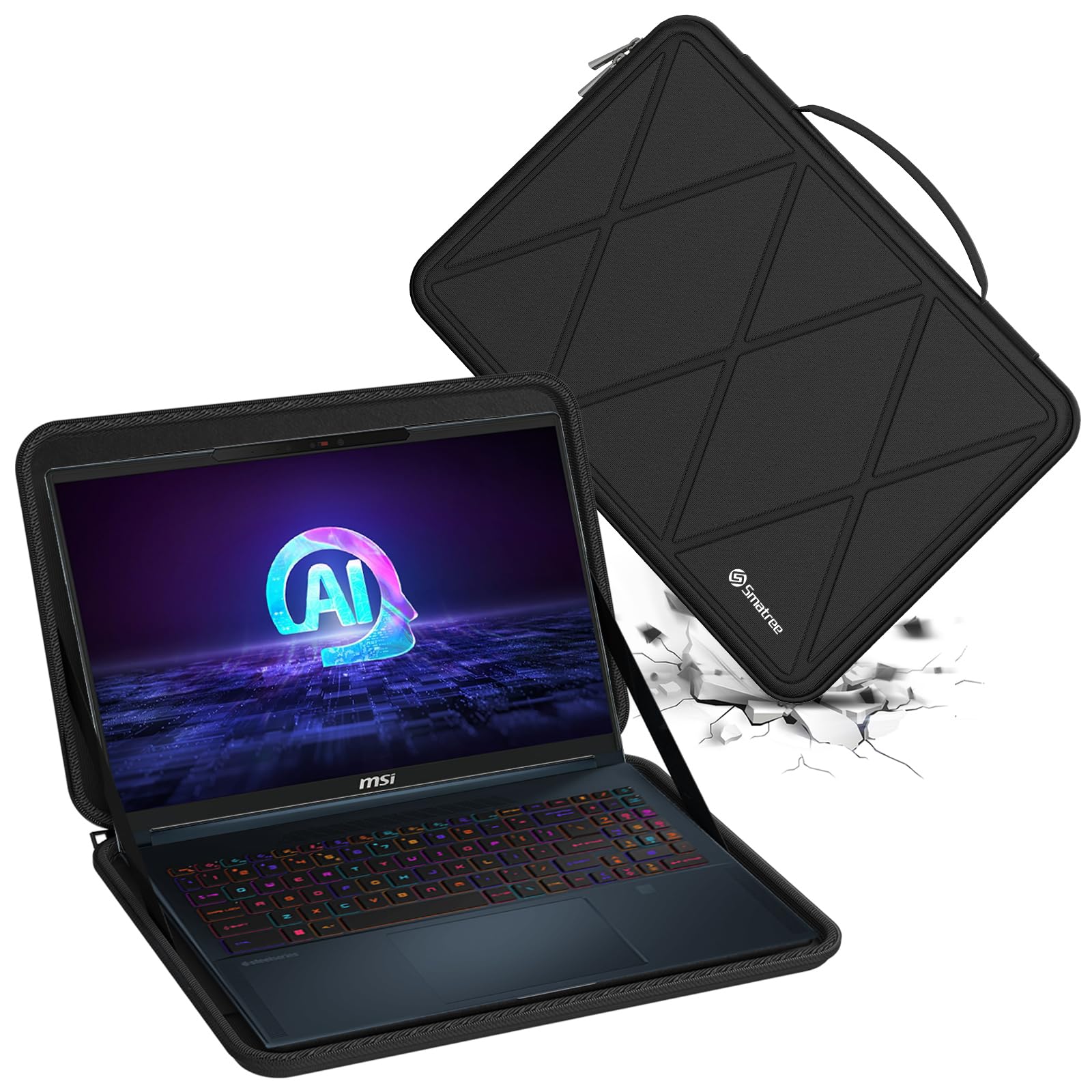 Smatree Housse de Protection Rigide en EVA Compatible avec 16 Pouces MSI CreatorPro 16 AI Studio-A1V, pour 16 Pouces MSI Creator 16 AI Studio - A1V, Anti-Choc Sacoche pour Ordinateur Portable (X8287)