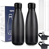 Vista 42 de Botella de Agua Aislada, Paquete de 2-17oz Botellas de Agua de Acero Inoxidable con Tapa de Pajita, Botellas de Agua Deportivas de Metal para Niños