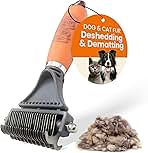 GoPets 2-Sided Dematting & Deshedding Comb for Dogs & Cats, Versatile Undercoat Detangler Brush for Shedding, Matted Hair & Fur Remover Tool, Stress-Free Pet Grooming Rake with Ergonomic Handle
