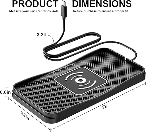 Miniatura 2 de Cargador inalámbrico para automóvil, cargador inalámbrico máximo de 15 W para automóvil, almohadilla de carga antideslizante compatible con iPhone