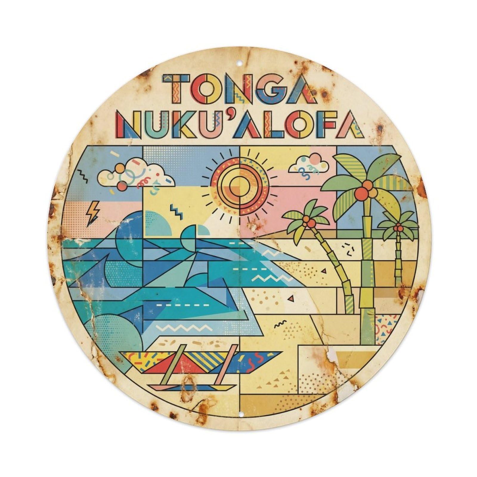 Tonga Nukualofa South Pacific Mid Century Metal Tin Sign