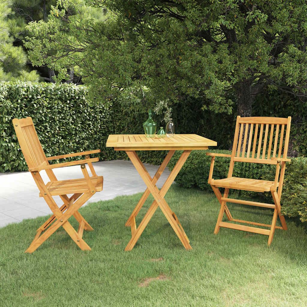 Salon de jardin en bois d'acacia pliable pour créer un coin repas chaleureux sur votre balcon