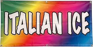 4 Less Co 2x4 Feet ITALIAN ICE Banner Sign Fabric Polyester Rainbow