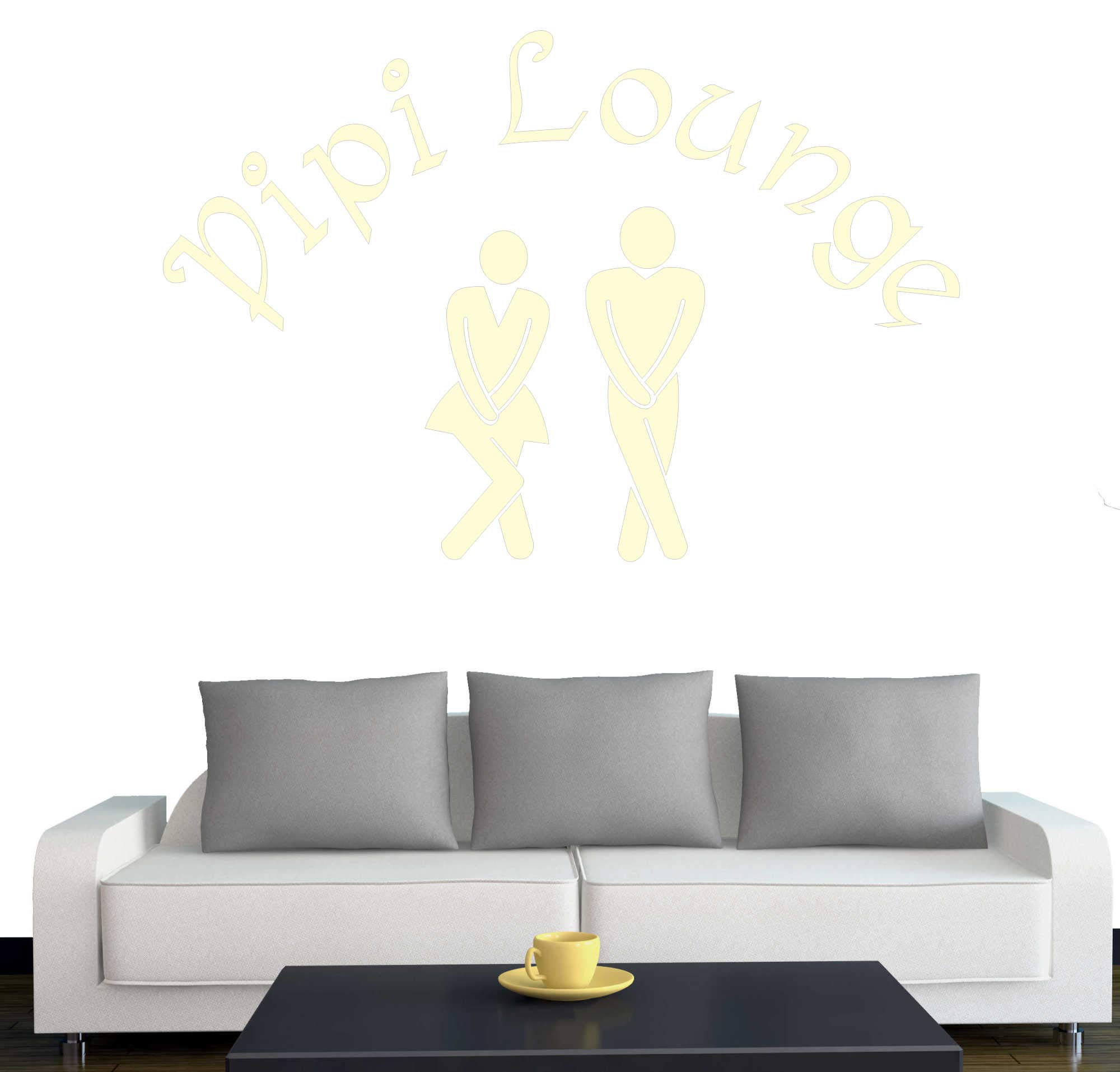 Tür/Wandtattoo „Pipi Lounge“ – 45x30 Cm, Creme-weiß, Selbstklebend, Rückstandslos Entfernbar