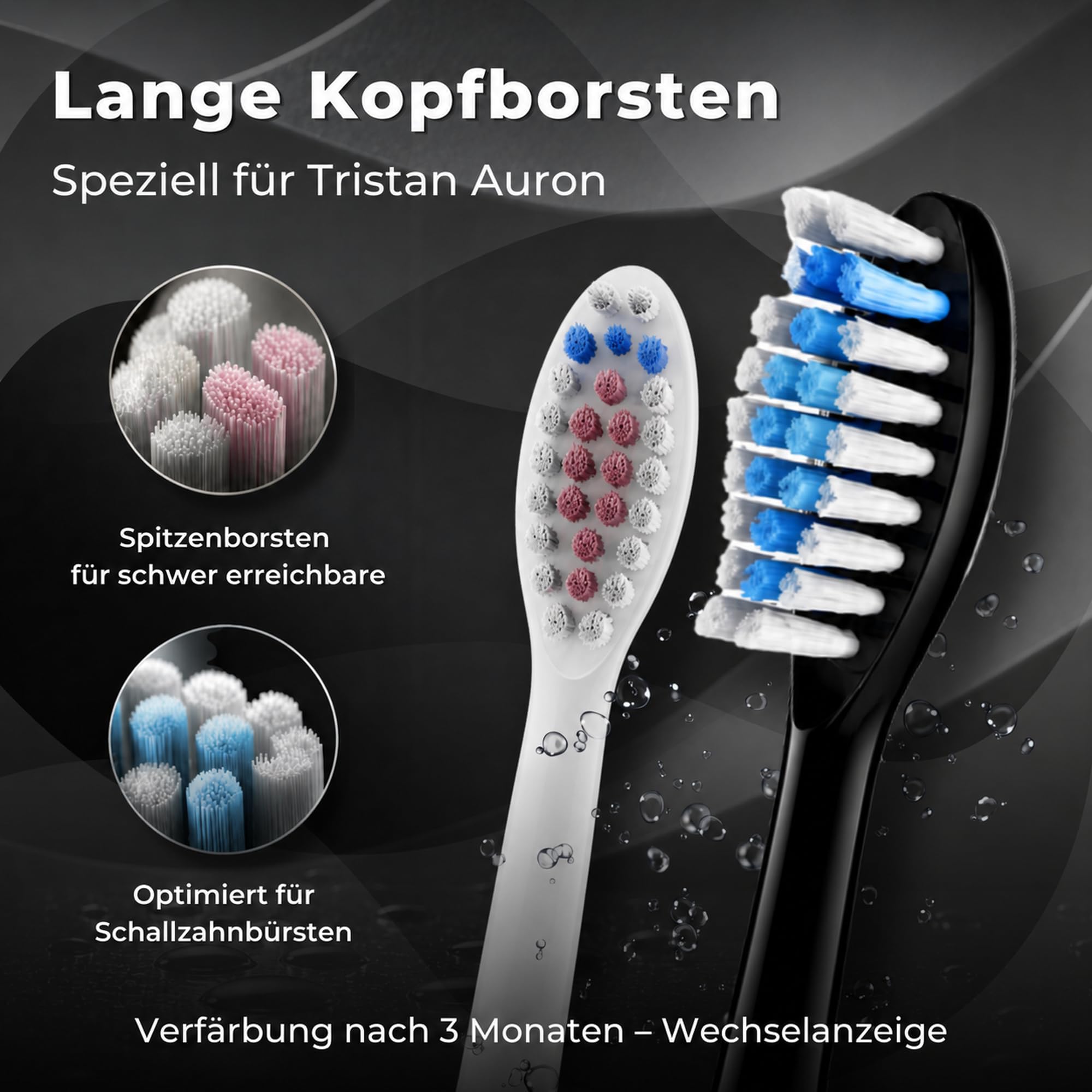 Elektrische Schallzahnbürste 55.000 VPM, 5 Modi, risikofrei 100 Tage testen | Tristan Auron Business Class in blau, Beste Reisezahnbürste, IPX7 Wasserdicht, 60 Tage Akku, UV-Reiseetui, 2 Ersatzbürsten