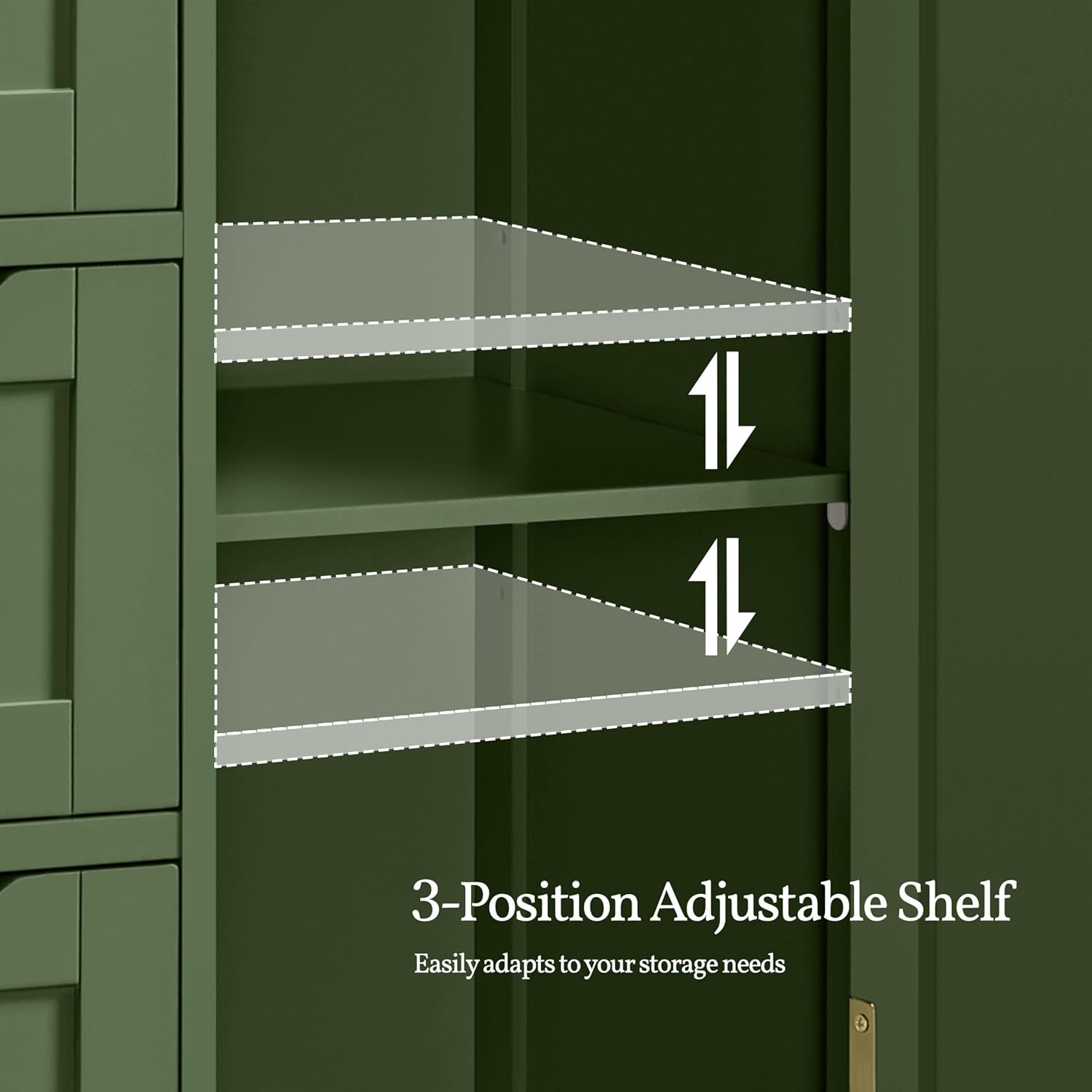 Yaheetech Bathroom Storage Cabinet, Storage Organizer with 1 Door and 3 Drawers, Adjustable Shelf, Free-Standing Floor Cabinet Cupboard for Kitchen/Living Room/Bathroom, Green