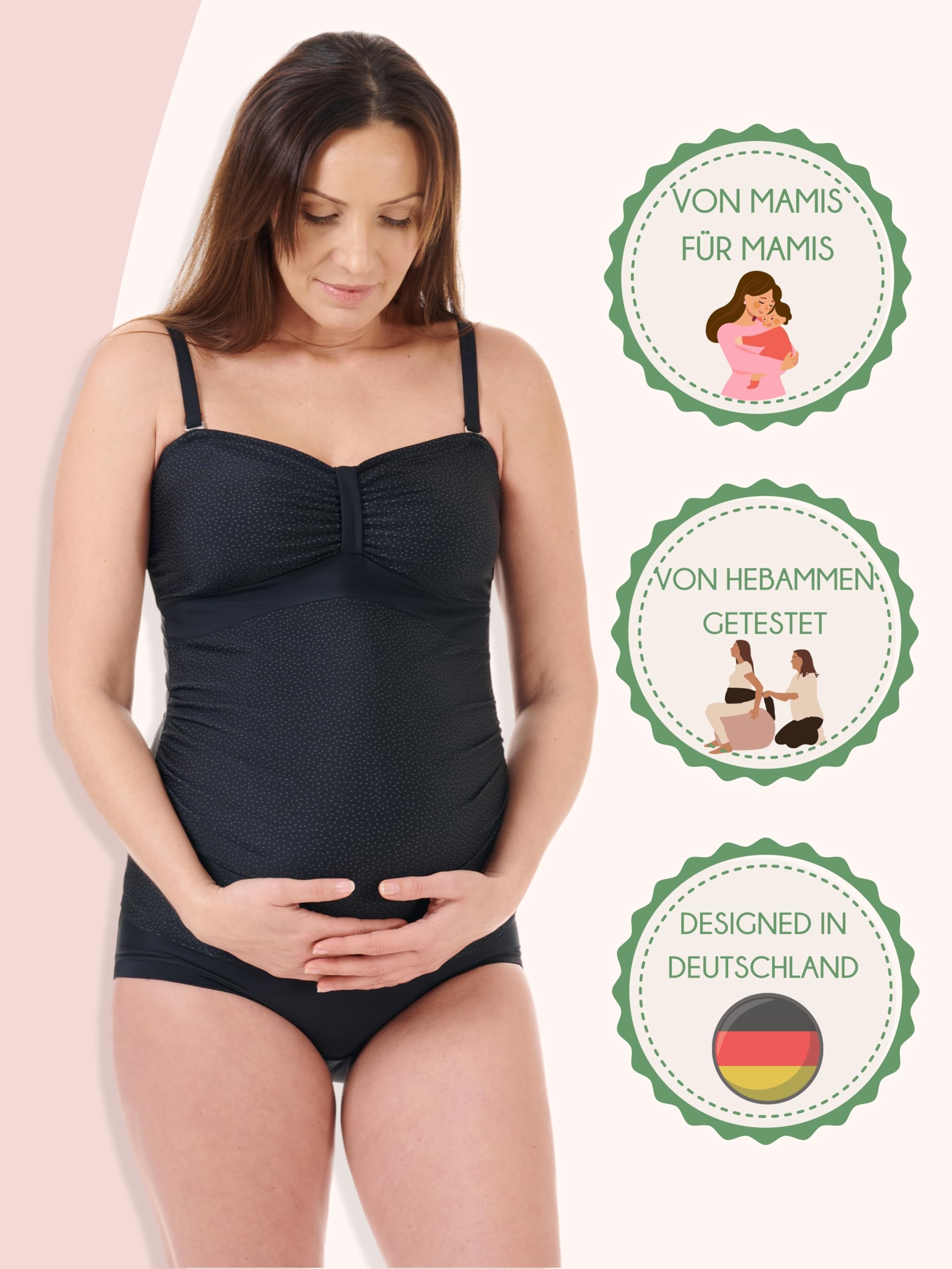 Herzmutter Umstandstankini-Umstandsbadeanzug - Bademode Schwangerschaft - Badeanzug für Schwangere - Unterbauch-Hose - Bandeau-Tankini - 7000