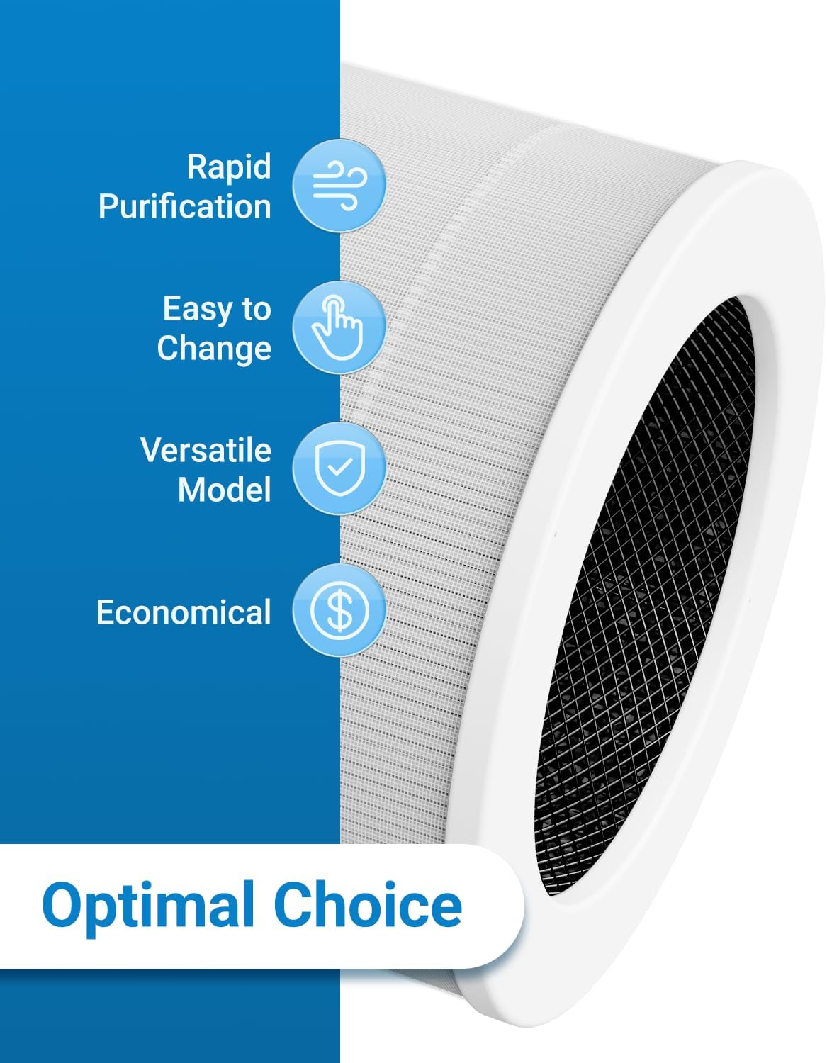 Small Air Purifier Replacement Filter with High-Efficiency 3-Stage Filtration System, FETIONS H13 True HEPA Filter Replacement, White, 2 Pack - Image 6