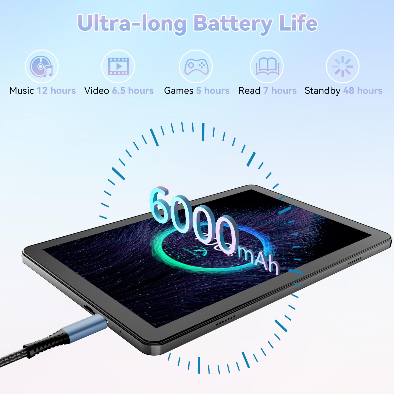 Tablet 10.1 Zoll mit Hülle, Tastatur, Maus, Android 15 Tablets | 18GB RAM+128GB ROM 1TB Erweiterbar, Widevine L1-Kompatibles Octa-Core Tablett mit WiFi 6, 6000 mAh, 5MP+8MP, Grau