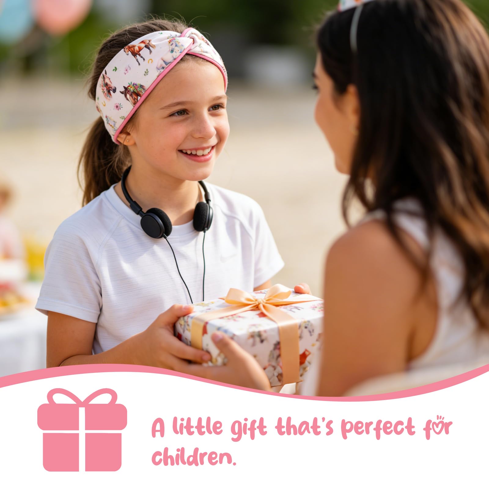 UNISUNSG 3 Stücke Mädchen Stirnbänder mit Knoten Pferde Muster Haarband Elastisches Kopfband Mädchen Geschenk für Sport Makeup - 5