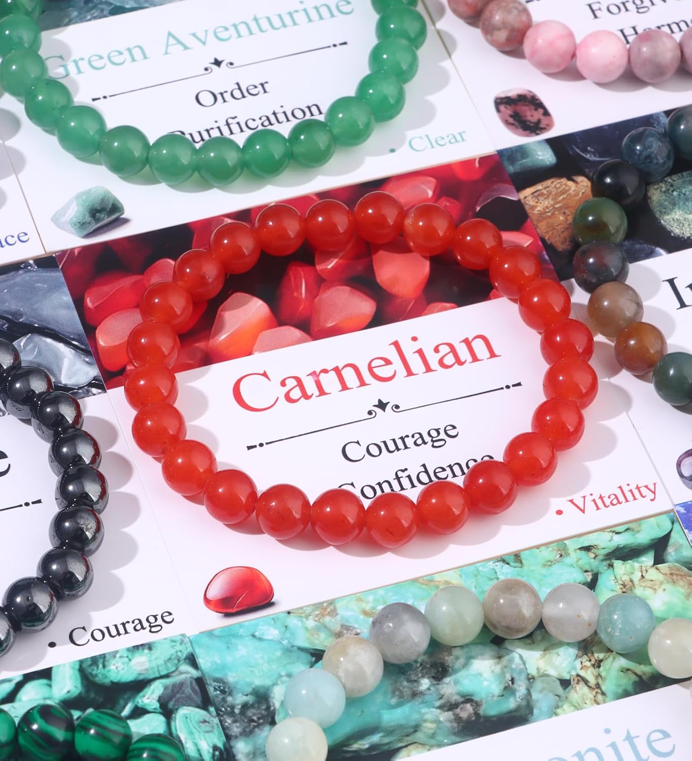 SAMOCO 16Pcs Natural Healing Crystal Bracelets for Women Men Semi-Precious Gemstone Beaded Bracelets Round Beads Gemstones Stretch Yoga Bracelet - Image 7