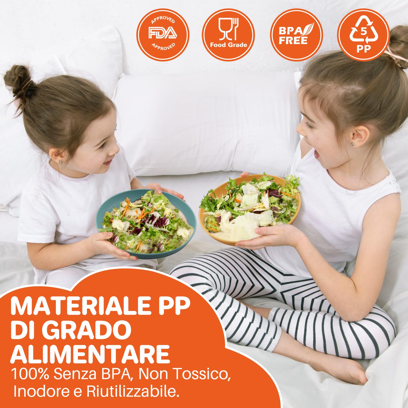 FUNYKICH 12 Pezzi Stoviglie Plastica Infrangibile da Campeggio, Ciotole, Piatti,Tazze, per Barbecue, Campeggio, Picnic
