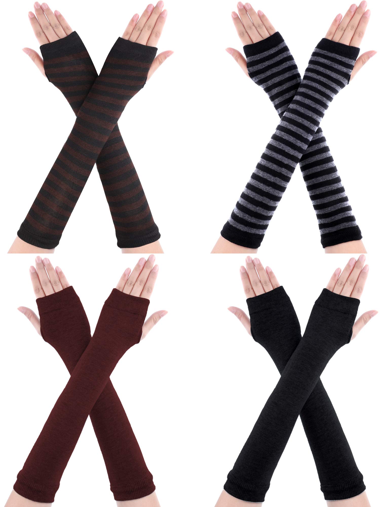 Bememo 4 Pairs Long Fingerless Gloves