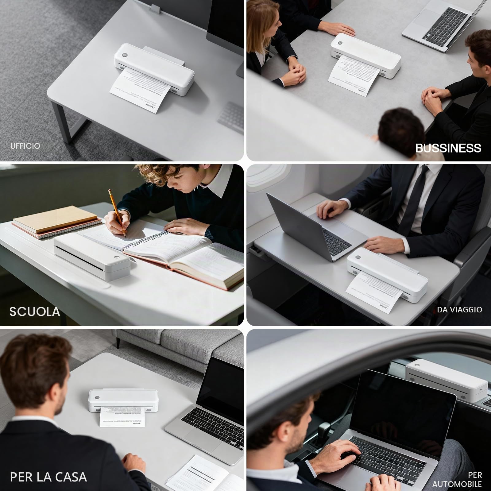 Bisofice D82 Stampante Portatile A4 Termica Bluetooth per Ufficio Viaggio Casa
