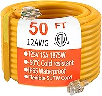 Vista 31 de HUANCHAIN Cable de extensión para exteriores de calibre 14/3 de 25 pies, resistente al agua, con cable eléctrico de 3 clavijas iluminado y flexible