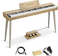 VEDO Teclado Musical, 88 Teclas Piano Digital, Piano Digital para Iniciantes, 800 Tons, 600 ritmos, 80 Canções de Demonstração, Profissional Pedal Triplo, MIDI-USB, IOS, Pad, Win, Android, Off white
