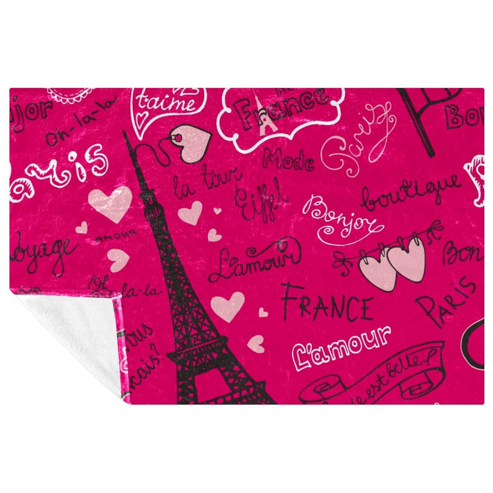 Plaid chaud Tour Eiffel 150x100 cm au toucher doux et finitions premium