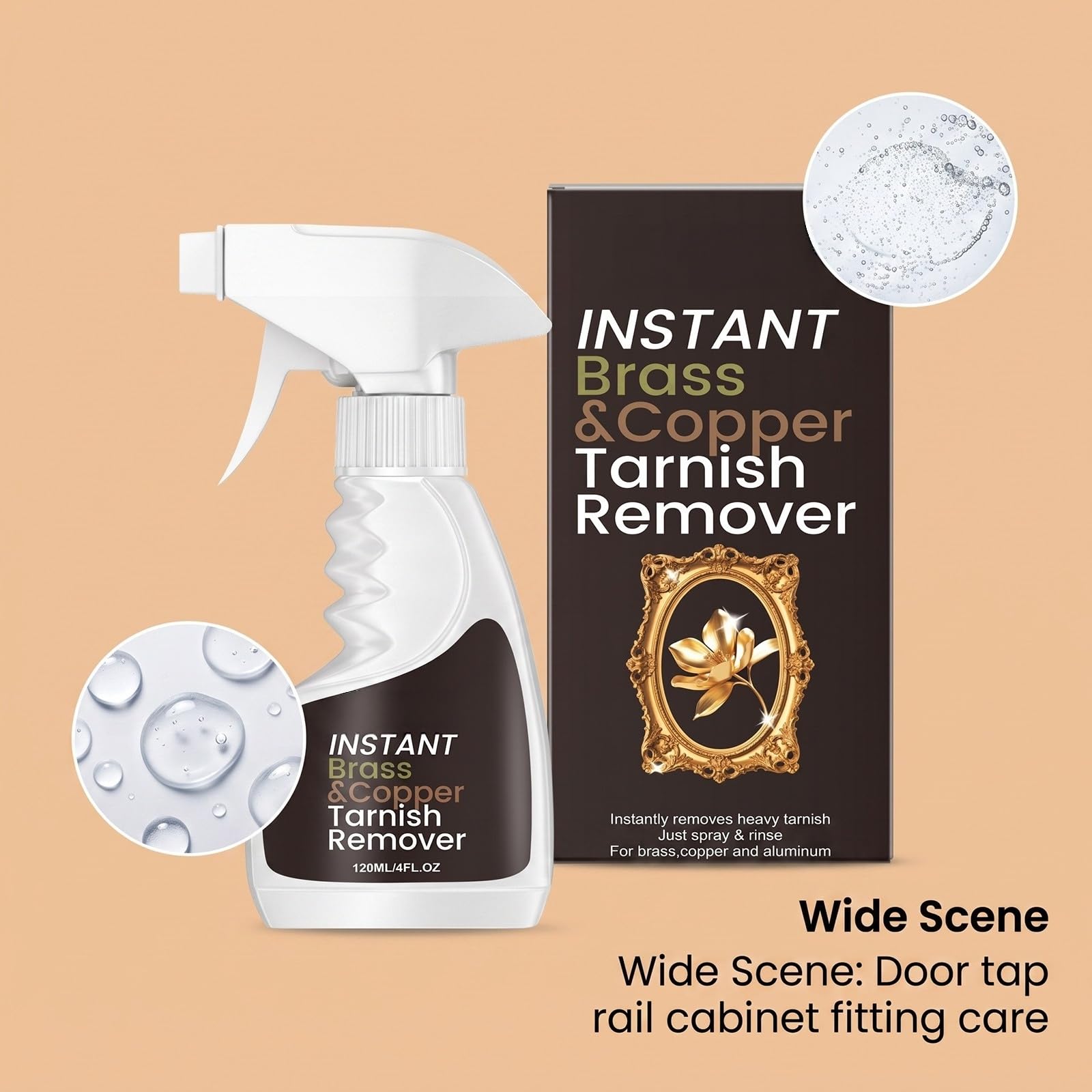 Instant Messing Anlaufentferner Spray, Kupfer Reiniger Politur für Oxidation, Glanz Spray für Messing Armaturen, Türgriffe, Lampen, Hardware, Home Decor und Kupfer Oberflächen (6pcs)