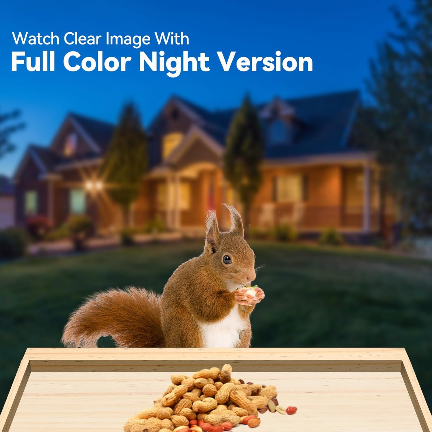 Squirrel Feeder with Camera Solar Powered：2.5K HD Wireless samrt Squirrel Picnic Table Feeders for Outside Funny Nuts Bar,Wooden Chipmunk Box (Squirrel Feeder with Camera)