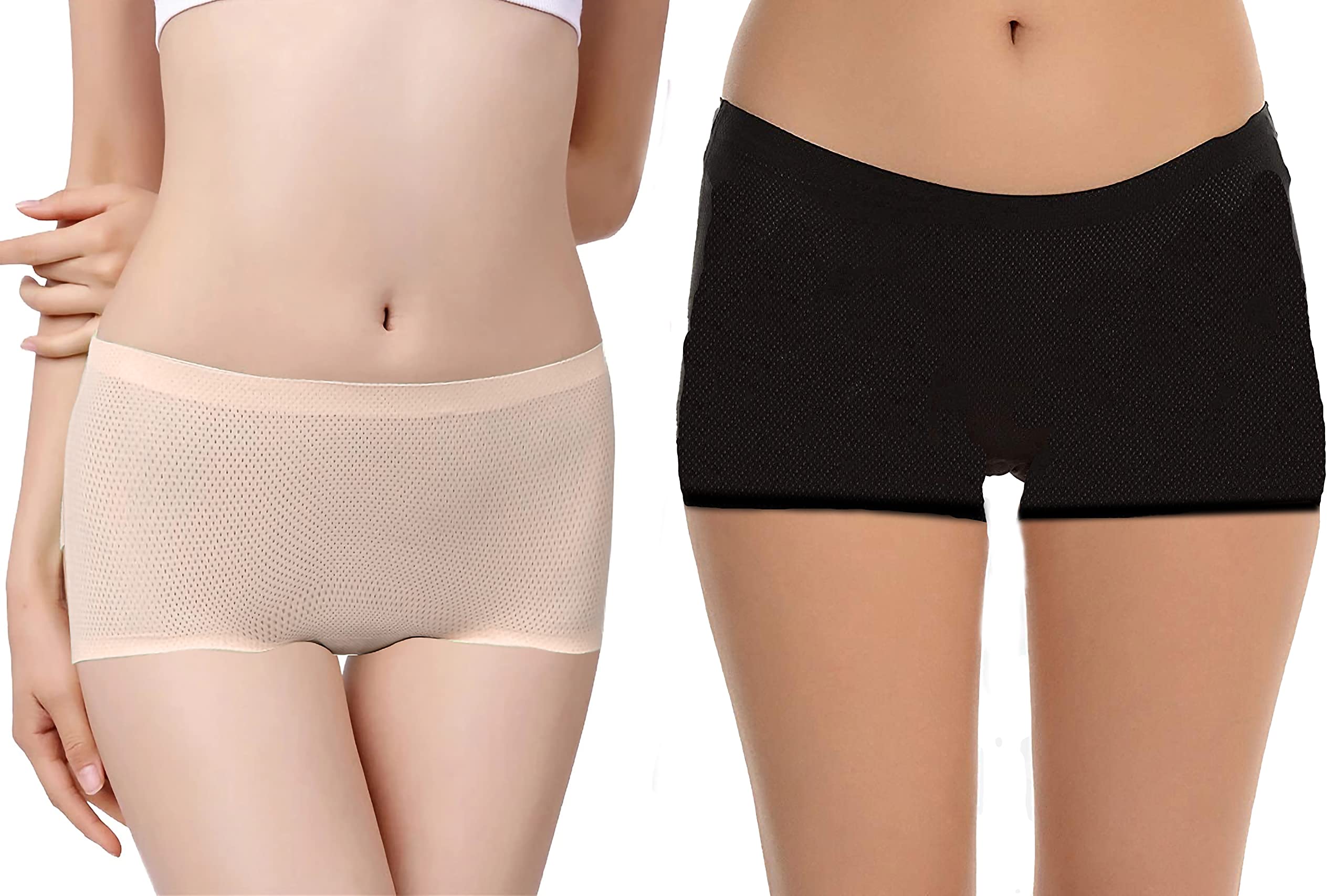 FashiolQuick-Drying Soft ice Silk Panties for Women Seamless Size Intimate Underwear Ladies Sexy Breathable Ultra-Thin und, Size (28 Till 32), Color( Black & Beige), Pack of 2