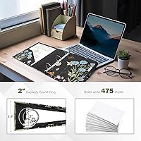 Vista 242 de Ospelelf Mini 3 Ring Binder, 2 Inch, Cute Pink Marble Binder for 5.5" x 8.5" with 5 Tab Dividers, File Folder Labels and Low Profile Clipboards