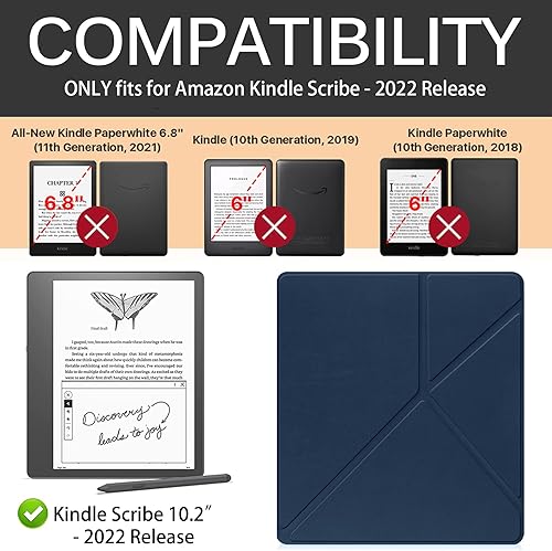 Miniatura 2 de Miimall Funda compatible con Kindle Scribe 2022, piel sintética de alta calidad con encendidoapagado automático y múltiples ángulos de visión, funda