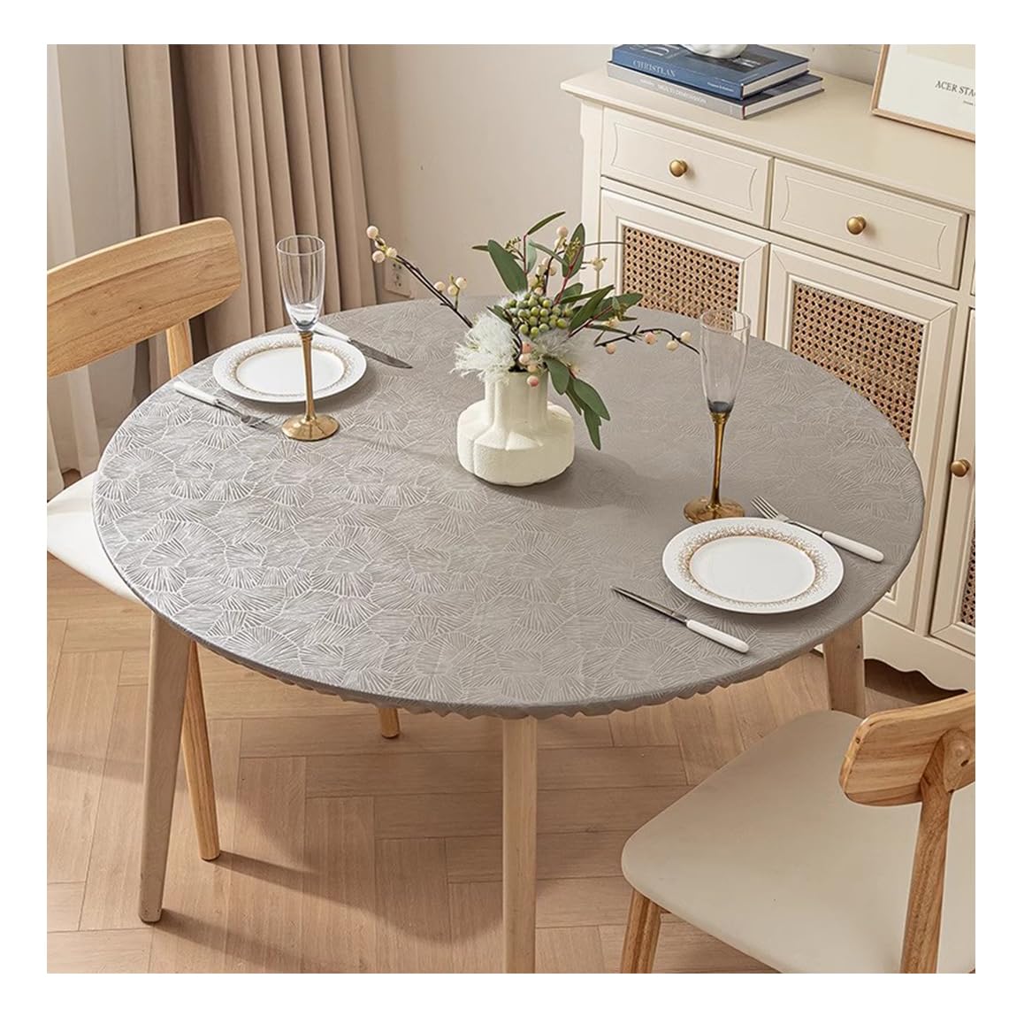 CIEEIN CIEHT Polyester Tablecloths Table cloth Tablecover Home Hotel Restaurant Party Waterproof Oilproof Table Covers Grey Round 120cm